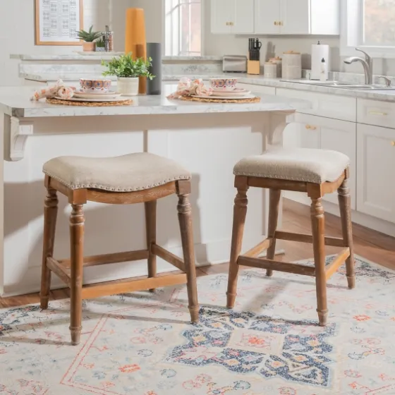 Hazelnut Upholstered Curved Seat Counter Stool-Kirkland's Home Cheap
