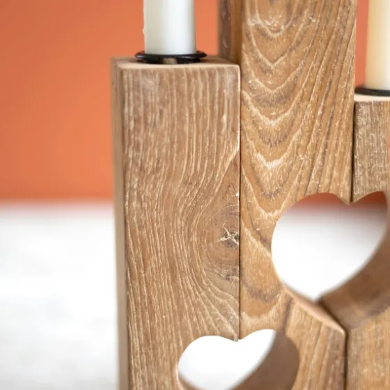 Heart Cutout Wood Taper Candle Holders, Set Of 3-Kirkland's Home Online