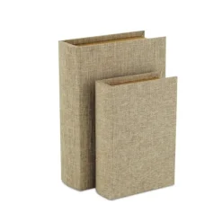 Heathered Beige Linen Book Boxes, Set Of 2-Kirkland's Home Shop