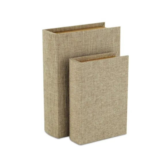 Heathered Beige Linen Book Boxes, Set Of 2-Kirkland's Home Shop