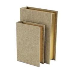 Heathered Beige Linen Book Boxes, Set Of 2-Kirkland's Home Shop