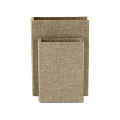 Heathered Beige Linen Book Boxes, Set Of 2-Kirkland's Home Shop