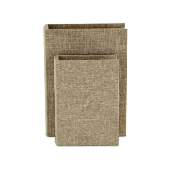 Heathered Beige Linen Book Boxes, Set Of 2-Kirkland's Home Shop