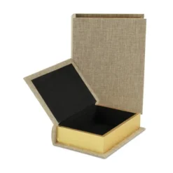 Heathered Beige Linen Book Boxes, Set Of 2-Kirkland's Home Shop