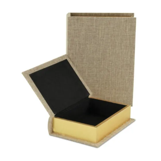Heathered Beige Linen Book Boxes, Set Of 2-Kirkland's Home Shop