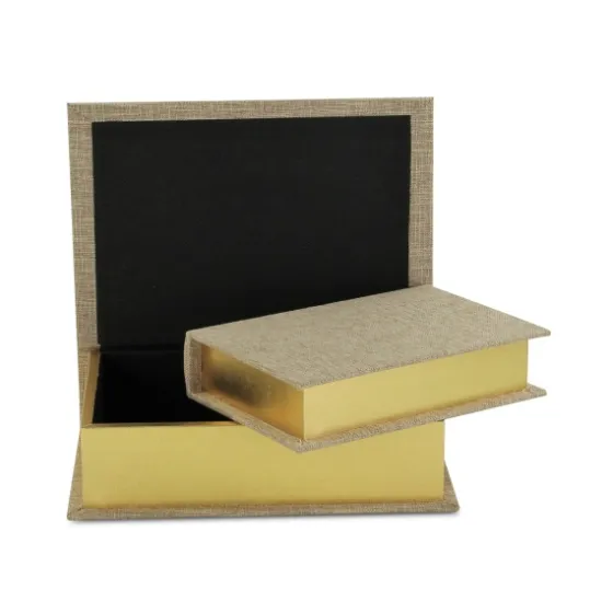 Heathered Beige Linen Book Boxes, Set Of 2-Kirkland's Home Shop