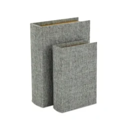 Heathered Linen Book Boxes, Set Of 2-Kirkland's Home Sale