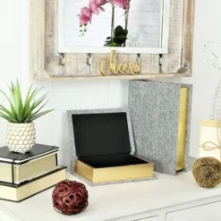 Heathered Linen Book Boxes, Set Of 2-Kirkland's Home Sale