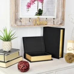 Heathered Linen Book Boxes, Set Of 2-Kirkland's Home Store