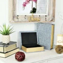 Heathered Linen Book Boxes, Set Of 2-Kirkland's Home Sale