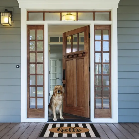Hello Cabana Stripe Coir Doormat-Kirkland's Home Discount