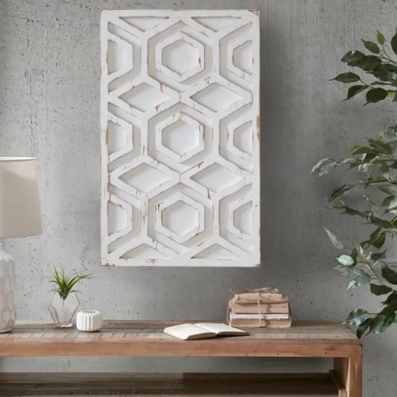 Hexagon White Wood Plaque-Kirkland's Home Best Sale