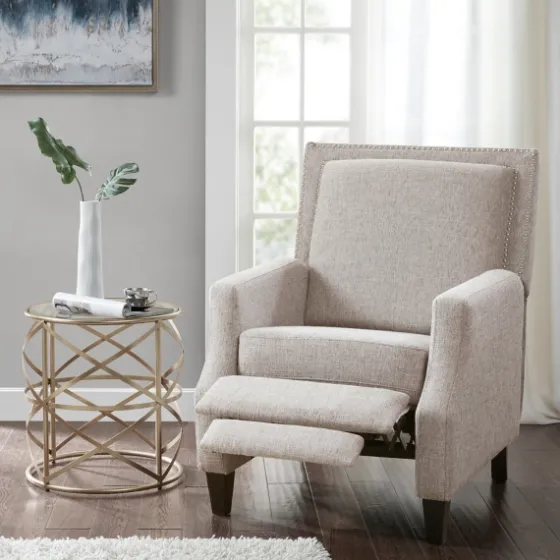 High Back Nail Head Trim Upholstered Recliner-Kirkland's Home Online
