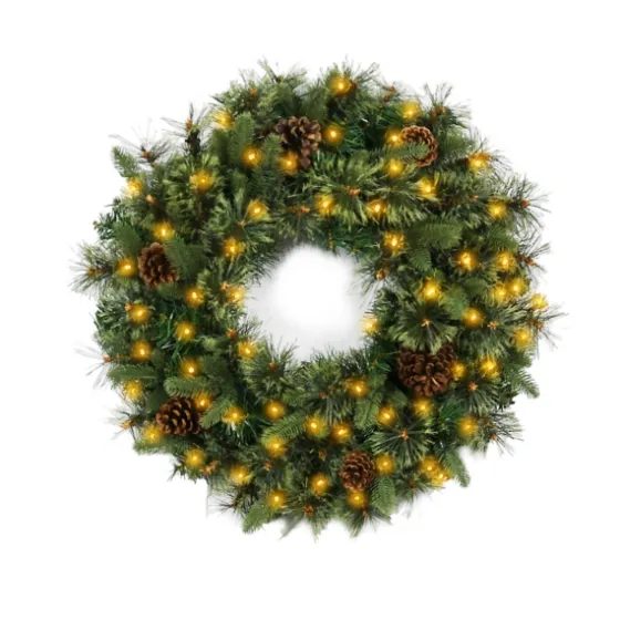 Holiday Pine Needle Cabin Pre-Lit Wreath-Kirkland's Home Online