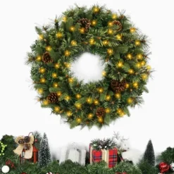 Holiday Pine Needle Cabin Pre-Lit Wreath-Kirkland's Home Online