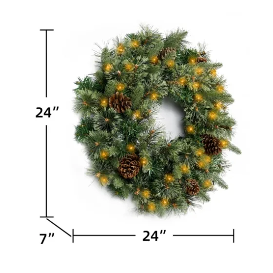 Holiday Pine Needle Cabin Pre-Lit Wreath-Kirkland's Home Online