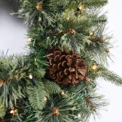 Holiday Pine Needle Cabin Pre-Lit Wreath-Kirkland's Home Online