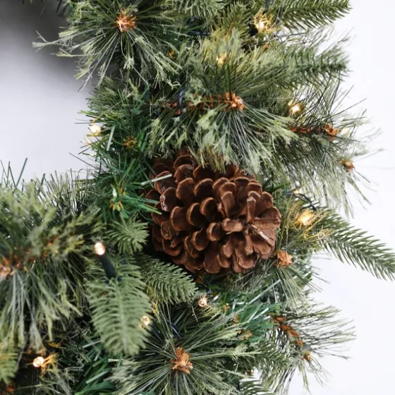 Holiday Pine Needle Cabin Pre-Lit Wreath-Kirkland's Home Online