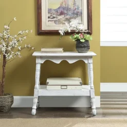 Hollie Cream Slant Leg Scallop Edge Side Table-Kirkland's Home Shop