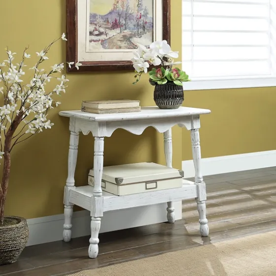 Hollie Cream Slant Leg Scallop Edge Side Table-Kirkland's Home Shop