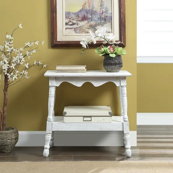 Hollie Cream Slant Leg Scallop Edge Side Table-Kirkland's Home Shop