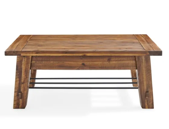 Honey Acacia Wood Coffee Table With Metal Bars-Kirkland's Home Cheap