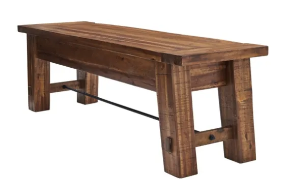 Honey Acacia Wood Rustic Metal Rod Dining Bench-Kirkland's Home Hot