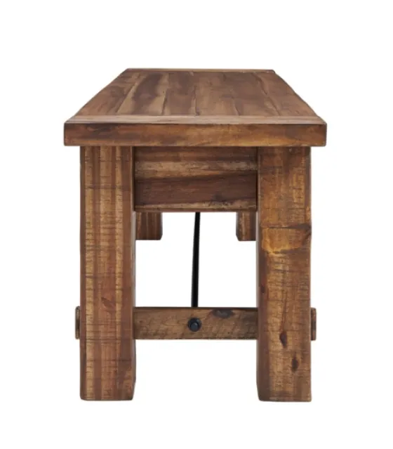 Honey Acacia Wood Rustic Metal Rod Dining Bench-Kirkland's Home Hot