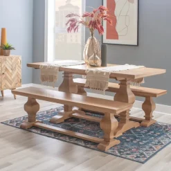 Honey Brown Wood Double Pedestal Dining Table-Kirkland's Home Store