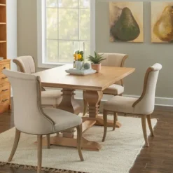 Honey Brown Wood Double Pedestal Dining Table-Kirkland's Home Store