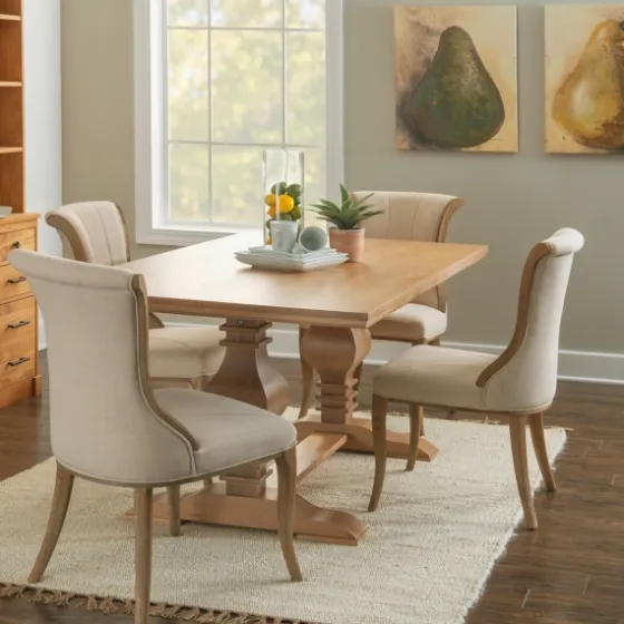Honey Brown Wood Double Pedestal Dining Table-Kirkland's Home Store
