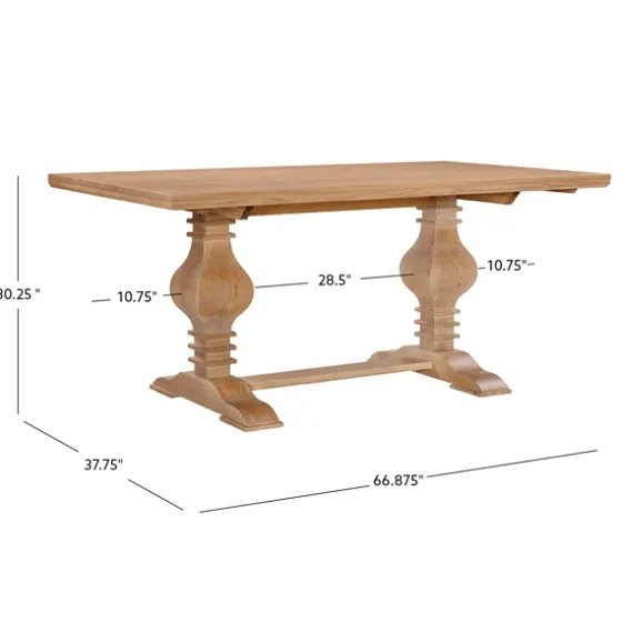 Honey Brown Wood Double Pedestal Dining Table-Kirkland's Home Store