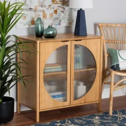 Honey Crescent Window 2-Door Cabinet-Kirkland's Home Flash Sale