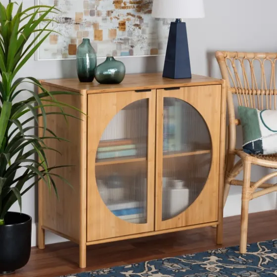 Honey Crescent Window 2-Door Cabinet-Kirkland's Home Flash Sale