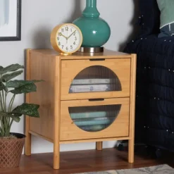 Honey Crescent Window 2-Drawer Nightstand-Kirkland's Home Best Sale