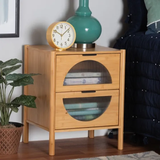 Honey Crescent Window 2-Drawer Nightstand-Kirkland's Home Best Sale