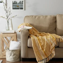 Honey Gold Braided Fringe Throw-Kirkland's Home Outlet