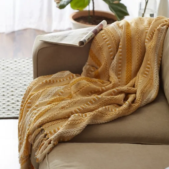 Honey Gold Braided Fringe Throw-Kirkland's Home Outlet
