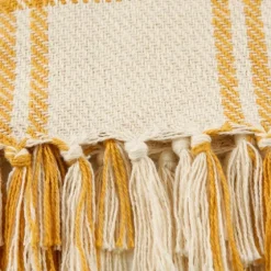 Honey Gold Plaid Fringe Throw-Kirkland's Home Shop