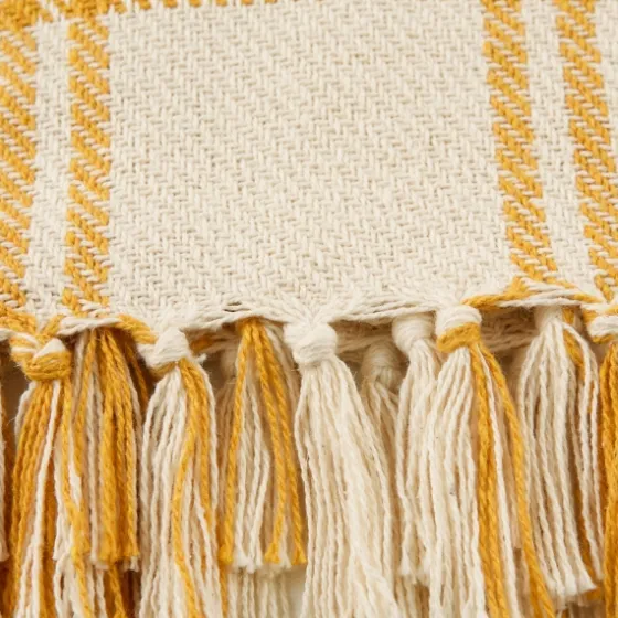 Honey Gold Plaid Fringe Throw-Kirkland's Home Shop