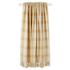 Honey Gold Plaid Fringe Throw-Kirkland's Home Shop