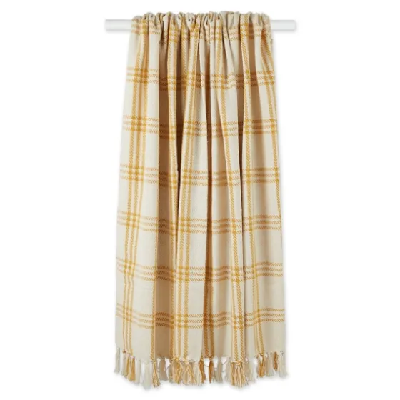 Honey Gold Plaid Fringe Throw-Kirkland's Home Shop