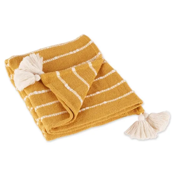 Honey Gold Slub Stripe Decorative Throw-Kirkland's Home Best Sale