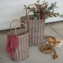 Honey Wicker Tall Oval Baskets, Set Of 2-Kirkland's Home Discount