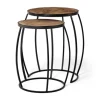 Honey Wood And Black Metal Accent Tables, Set Of 2-Kirkland's Home Flash Sale