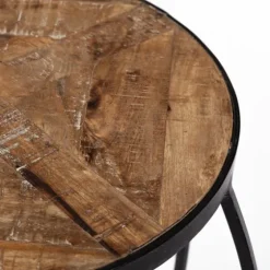 Honey Wood And Black Metal Accent Tables, Set Of 2-Kirkland's Home Flash Sale