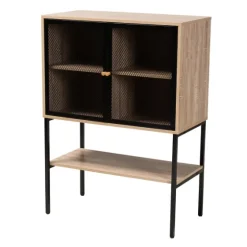 Honey Wood And Metal Mesh Cabinet-Kirkland's Home Outlet