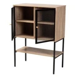 Honey Wood And Metal Mesh Cabinet-Kirkland's Home Outlet