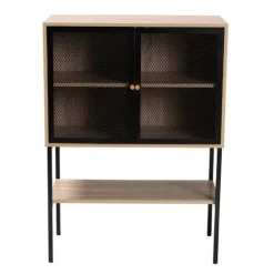 Honey Wood And Metal Mesh Cabinet-Kirkland's Home Outlet