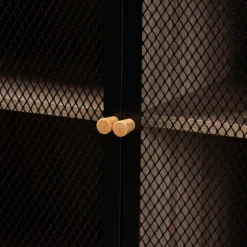 Honey Wood And Metal Mesh Cabinet-Kirkland's Home Outlet